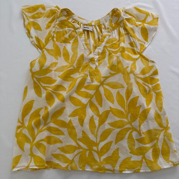 Sonoma Yellow White Floral Flutter‎ Short Sleeve Top Size XL - Picture 1 of 8